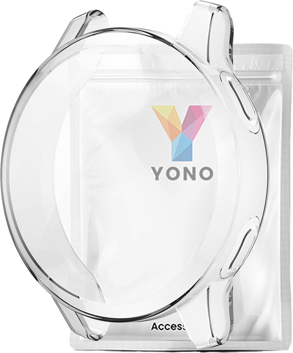 YONO Full Cover Bumper geschikt voor Garmin Venu 2 / Vivoactive 4 - Siliconen Case Screen Protector Hoesje - Transparant