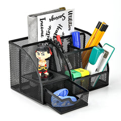 YONO Bureau Houder Organizer - Pennen Bakje met Lade - Pennenhouder - Metaal - Zwart